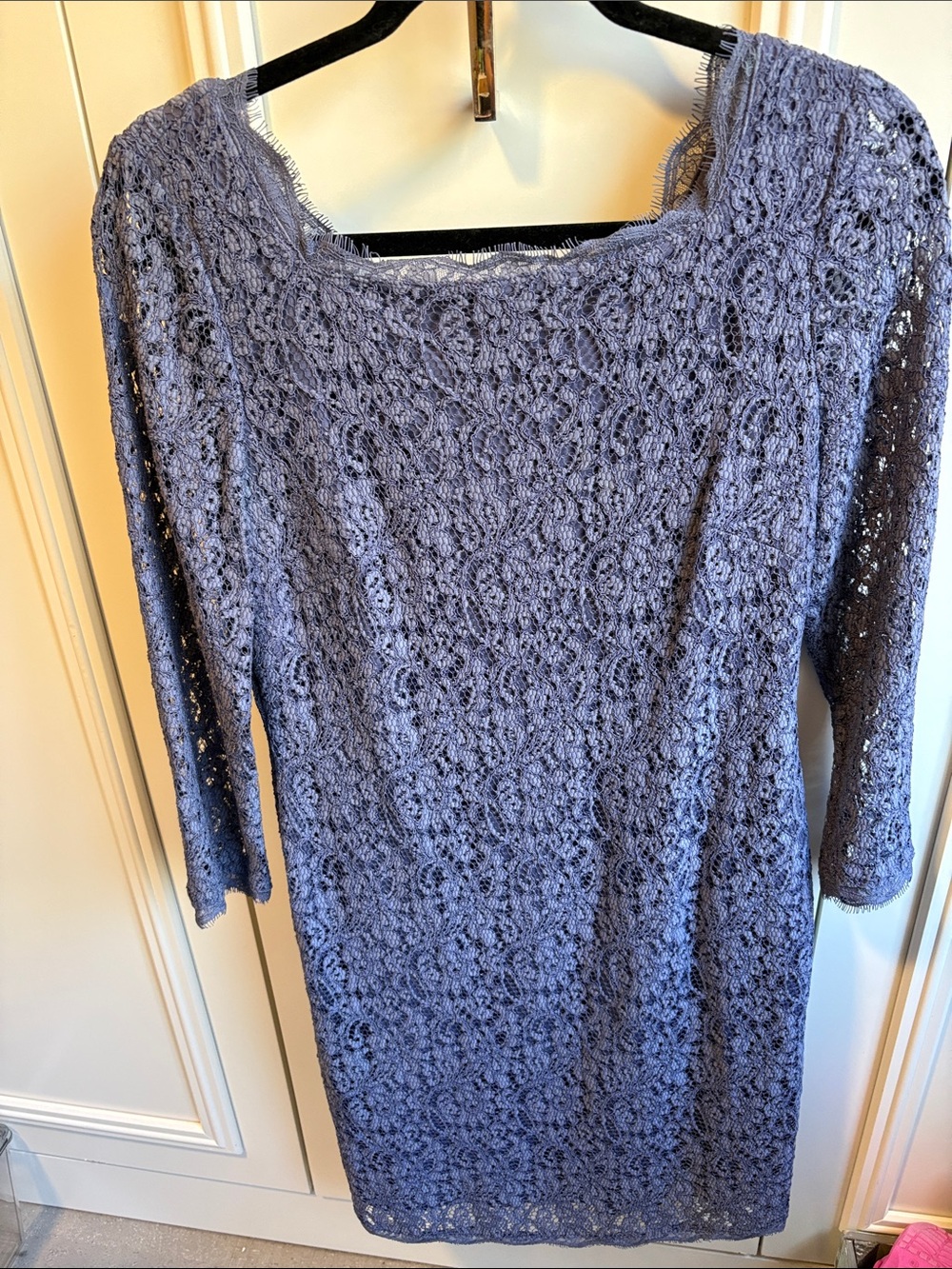 Adrianna Papell Lace Sheath Dress in Dusty Lavender - size 10